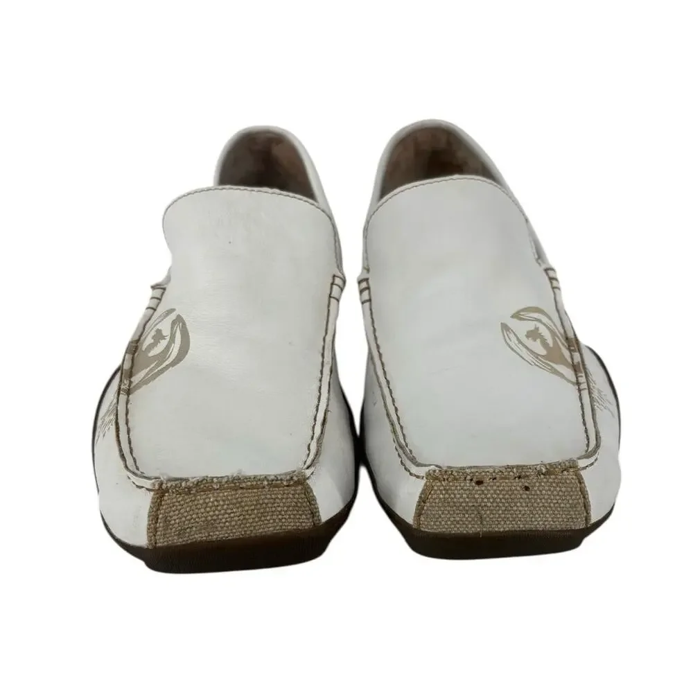 Vintage Y2K Skechers White Leather Driving Moc Mens 10.5 Streetwear Skate Dragon